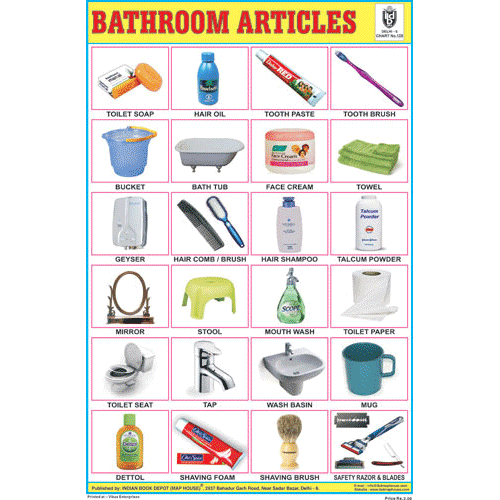 BATHROOM ARTICLES CHART SIZE 12X18 (INCHS) 300GSM ARTCARD