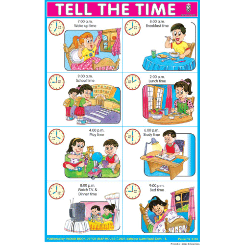 TELL THE TIME CHART SIZE 12X18 (INCHS) 300GSM ARTCARD
