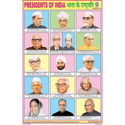 PRESIDENTS OF INDIA CHART SIZE 12X18 (INCHS) 300GSM ARTCARD