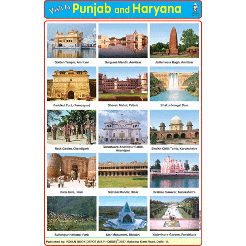 PUNJAB AND HARYANA CHART SIZE 12X18 (INCHS) 300GSM ARTCARD