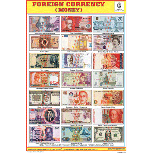 FOREIGN CURRENCY CHART SIZE 12X18 (INCHS) 300GSM ARTCARD - Indian Book Depot (Map House)