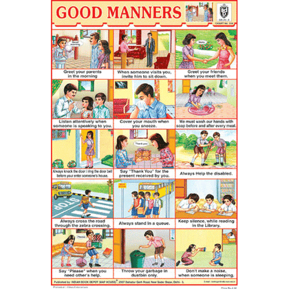 GOOD MANNERS CHART SIZE 12X18 (INCHS) 300GSM ARTCARD - Indian Book Depot (Map House)