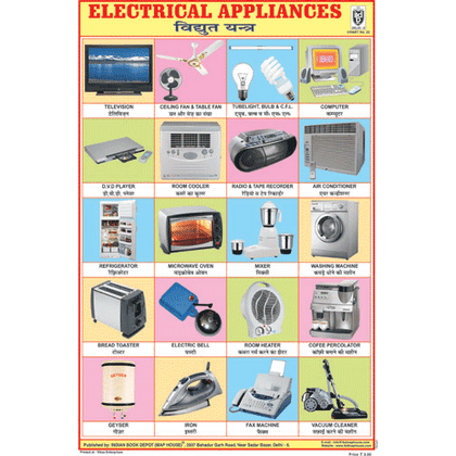 ELECTRICAL APPLIANCES CHART SIZE 12X18 (INCHS) 300GSM ARTCARD - Indian Book Depot (Map House)