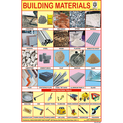 BUILDING MATERIALS CHART SIZE 12X18 (INCHS) 300GSM ARTCARD - Indian Book Depot (Map House)