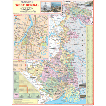 WEST BENGAL ( ENGLISH) SIZE 45 X 57 CMS - Indian Book Depot (Map House)