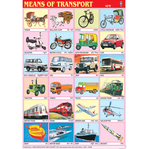 MEANS OF TRANSPORT CHART SIZE 70 X 100 CMS - Indian Book Depot (Map House)