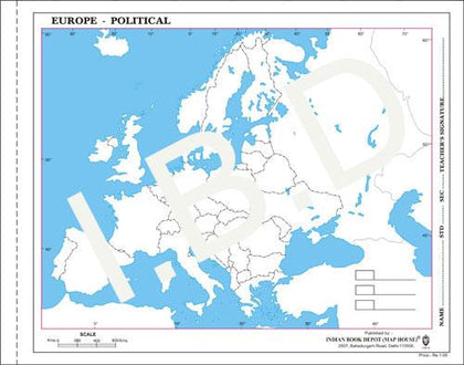 Big size | Practice Map of Europe Political |Pack of 100 Maps| Outline Maps - Indian Book Depot (Map House)