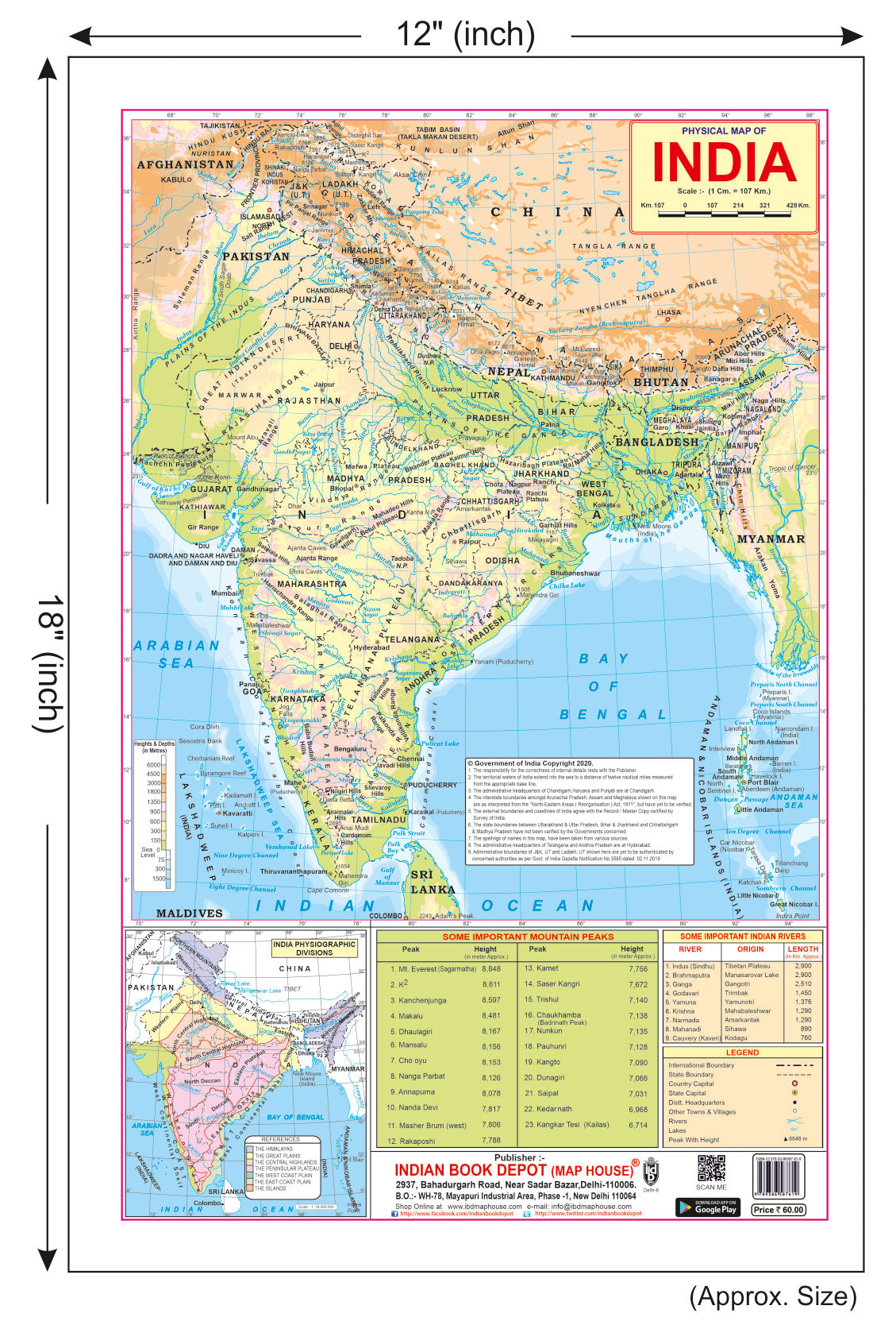 Combo pack of India and world Laminated maps 12 x 18 inchs