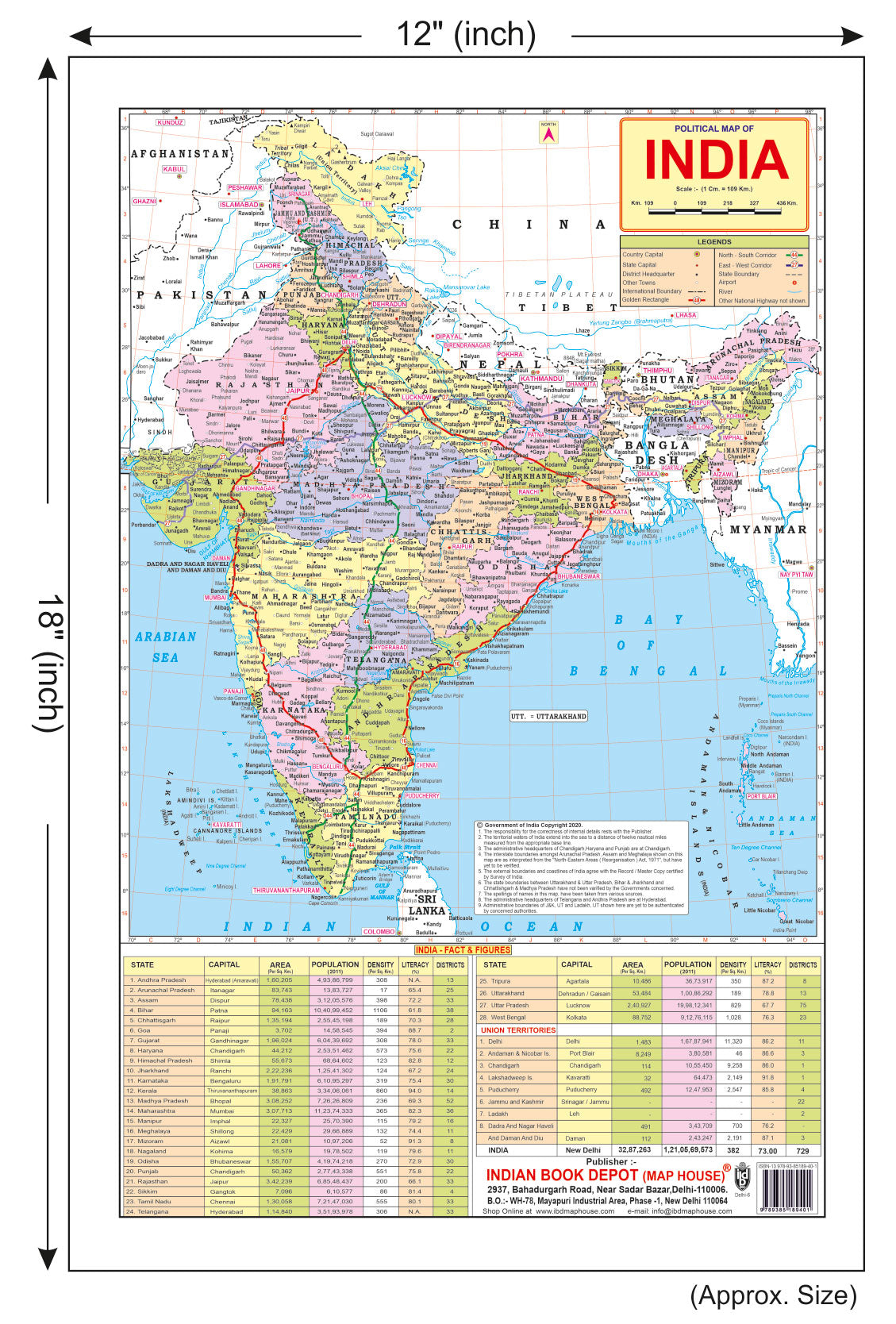 Combo pack of India and world Laminated maps 12 x 18 inchs