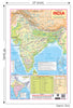 India physical map, 12x18 inch laminated