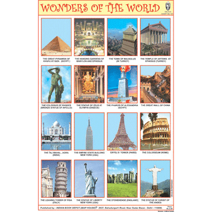 WONDERS OF THE WORLD SIZE 24 X 36 CMS CHART NO. 101 - Indian Book Depot (Map House)