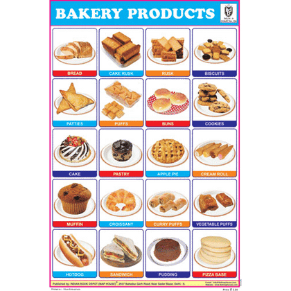 BAKERY PRODUCTS CHART SIZE 12X18 (INCHS) 300GSM ARTCARD - Indian Book Depot (Map House)
