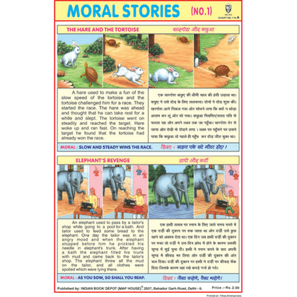 MORAL STORIES CHART NO.1 A CHART SIZE 12X18 (INCHS) 300GSM ARTCARD - Indian Book Depot (Map House)