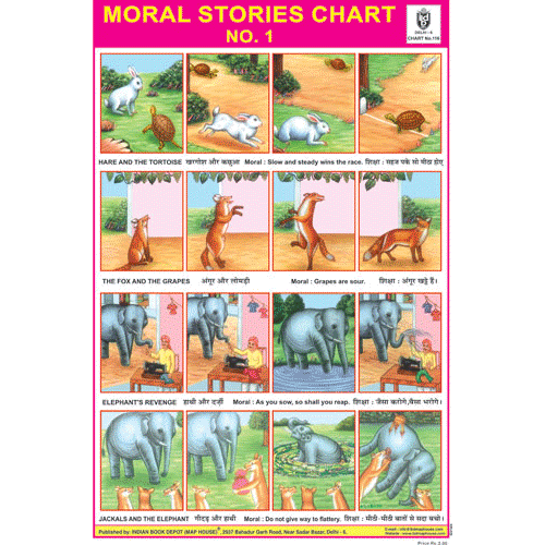 MORAL STORIES CHART NO. 1 CHART SIZE 12X18 (INCHS) 300GSM ARTCARD - Indian Book Depot (Map House)