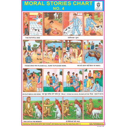 MORAL STORIES CHART NO. 4 CHART SIZE 12X18 (INCHS) 300GSM ARTCARD - Indian Book Depot (Map House)