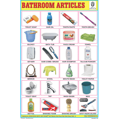 BATHROOM ARTICLES CHART SIZE 12X18 (INCHS) 300GSM ARTCARD - Indian Book Depot (Map House)