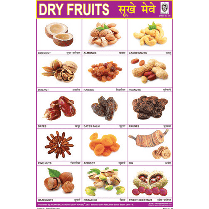 DRY FRUITS CHART SIZE 24 X 36 CMS CHART NO. 129 - Indian Book Depot (Map House)