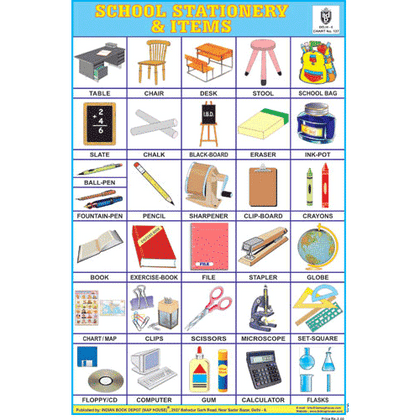 SCHOOL & STATIONERY ARTICLES SIZE 24 X 36 CMS CHART NO. 137 - Indian Book Depot (Map House)