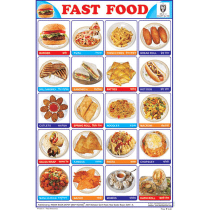 FAST FOOD CHART SIZE 12X18 (INCHS) 300GSM ARTCARD - Indian Book Depot (Map House)