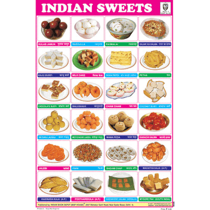 INDIAN SWEETS SIZE 24 X 36 CMS CHART NO. 165 - Indian Book Depot (Map House)