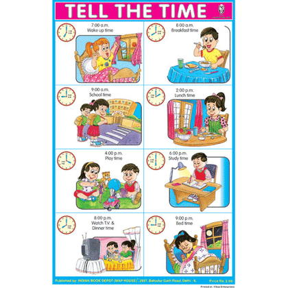 TELL THE TIME CHART SIZE 12X18 (INCHS) 300GSM ARTCARD