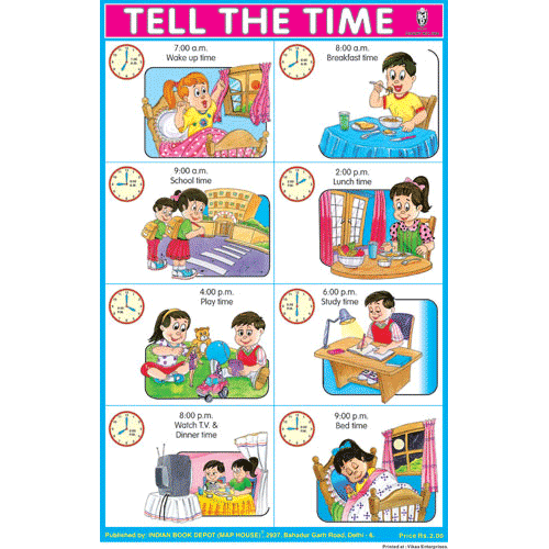 TELL THE TIME SIZE 24 X 36 CMS CHART NO. 169 - Indian Book Depot (Map House)