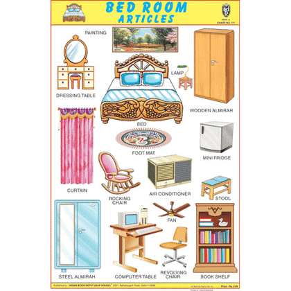 BED ROOM ARTICLES SIZE 24 X 36 CMS CHART NO. 171 - Indian Book Depot (Map House)