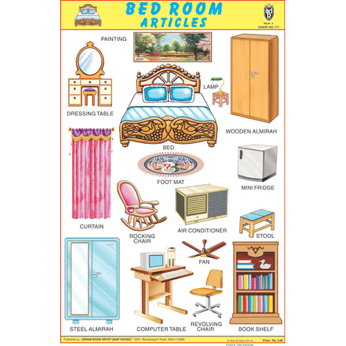 BED ROOM ARTICLES CHART SIZE 12X18 (INCHS) 300GSM ARTCARD - Indian Book Depot (Map House)