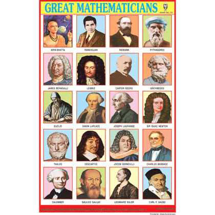 GREAT MATHEMATICIANS SIZE 24 X 36 CMS CHART NO. 172 - Indian Book Depot (Map House)