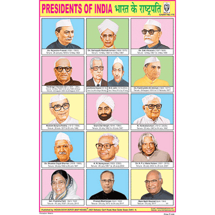 PRESIDENTS OF INDIA SIZE 24 X 36 CMS CHART NO. 175 - Indian Book Depot (Map House)