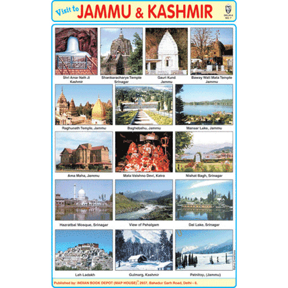 JAMMU KASHMIR CHART SIZE 12X18 (INCHS) 300GSM ARTCARD - Indian Book Depot (Map House)