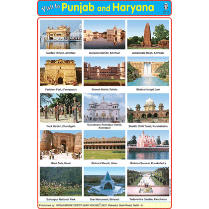 PUNJAB AND HARYANA CHART SIZE 12X18 (INCHS) 300GSM ARTCARD