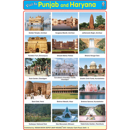 PUNJAB AND HARYANA SIZE 24 X 36 CMS CHART NO. 190 - Indian Book Depot (Map House)