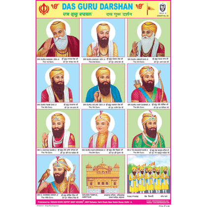 DUS GURU DARSHAN SIZE 24 X 36 CMS CHART NO. 20 - Indian Book Depot (Map House)