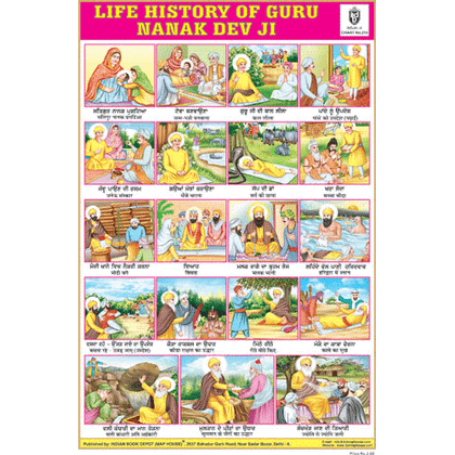 LIFE HISTORY OF GURU NANAK DEV JI CHART SIZE 12X18 (INCHS) 300GSM ARTCARD - Indian Book Depot (Map House)