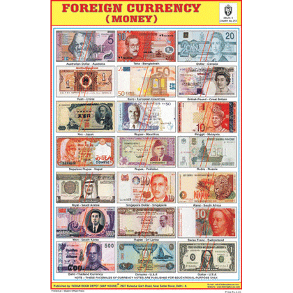 FOREIGN CURRENCY CHART SIZE 12X18 (INCHS) 300GSM ARTCARD - Indian Book Depot (Map House)