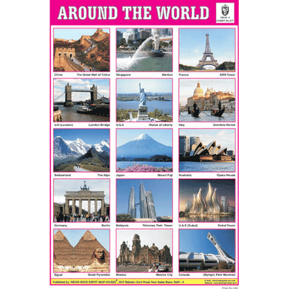 AROUND THE WORLD CHART SIZE 12X18 (INCHS) 300GSM ARTCARD - Indian Book Depot (Map House)