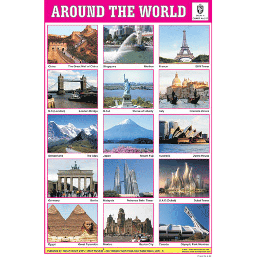 AROUND THE WORLD SIZE 24 X 36 CMS CHART NO. 217 - Indian Book Depot (Map House)