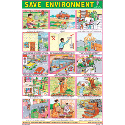 SAVE ENVIRONMENT CHART SIZE 12X18 (INCHS) 300GSM ARTCARD - Indian Book Depot (Map House)
