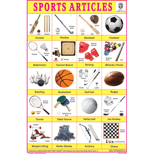 Sports Article Types SPORTS ARTICLES CHART SIZE 12X18 (INCHS) 300GSM ARTCARD