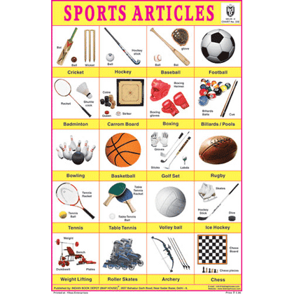 SPORTS ARTICLES CHART SIZE 12X18 (INCHS) 300GSM ARTCARD - Indian Book Depot (Map House)