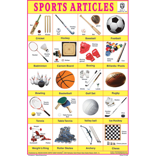 SPORTS ARTICLES SIZE 24 X 36 CMS CHART NO. 230 - Indian Book Depot (Map House)