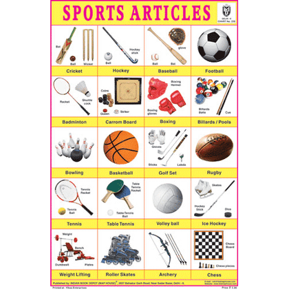 SPORTS ARTICLES SIZE 24 X 36 CMS CHART NO. 230 - Indian Book Depot (Map House)