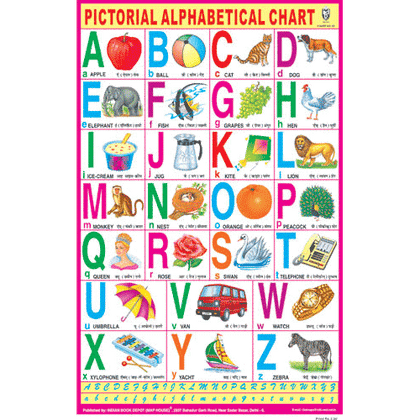 ENGLISH ALPHABETICAL CHART SIZE 12X18 (INCHS) 300GSM ARTCARD - Indian Book Depot (Map House)