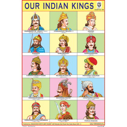 OUR INDIAN KINGS CHART SIZE 12X18 (INCHS) 300GSM ARTCARD - Indian Book Depot (Map House)