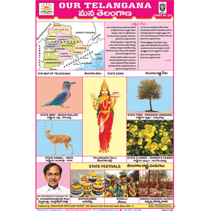 OUR TELANGANA SIZE 24 X 36 CMS CHART NO. 274 - Indian Book Depot (Map House)