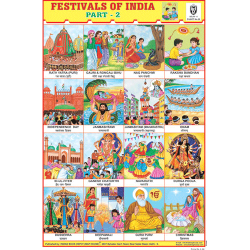 FESTIVALS OF INDIA (PART II) SIZE 24 X 36 CMS CHART NO. 28 - Indian Book Depot (Map House)