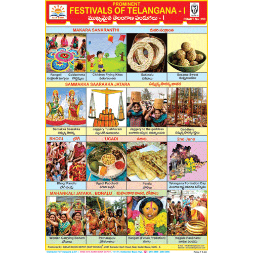 TELANGANA FESTIVALS PART 1 CHART SIZE 12X18 (INCHS) 300GSM ARTCARD - Indian Book Depot (Map House)