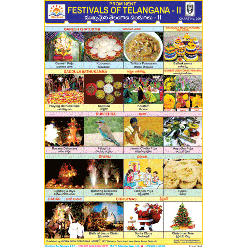 TELANGANA FESTIVALS PART   2 CHART SIZE 12X18 (INCHS) 300GSM ARTCARD - Indian Book Depot (Map House)