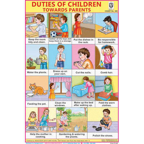 DUTIES OF CHILDREN ( TOWARDS PARENTS) SIZE 24 X 36 CMS CHART NO. 309 - Indian Book Depot (Map House)